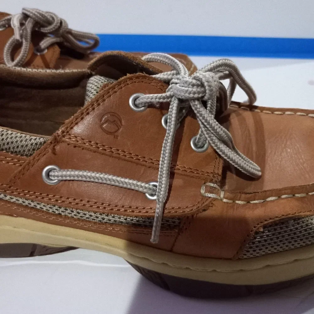 Magellan Outdoors Laguna Madre Tan Leather Boat Shoes Comfort